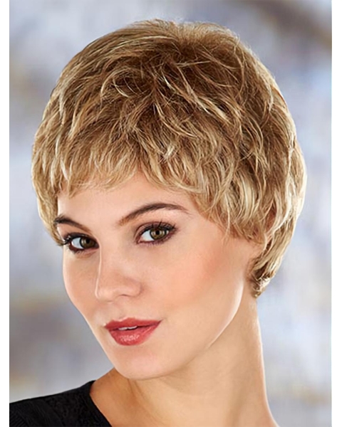 Blonde Wholesome Boycuts Wavy Short Wigs