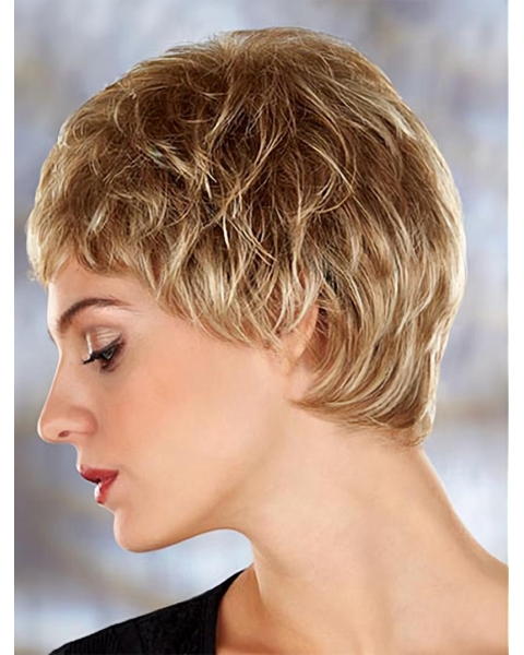 Blonde Wholesome Boycuts Wavy Short Wigs