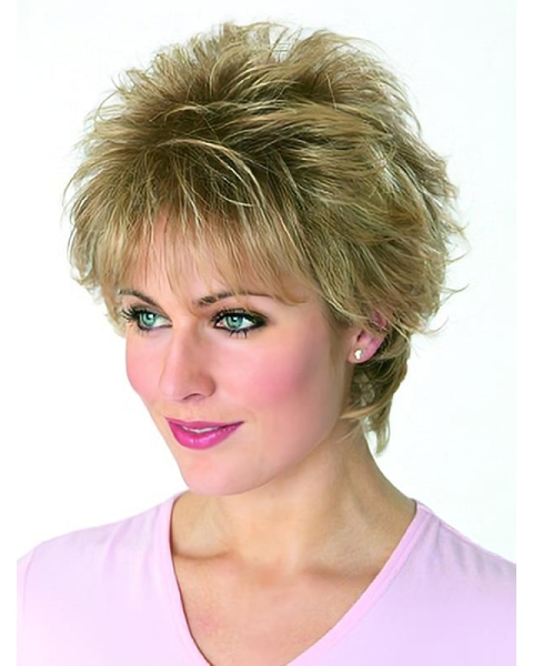 Blonde Traditiona Boycuts Wavy Short Wigs