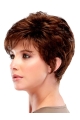 Elegant Auburn Wavy Cropped Synthetic Wigs