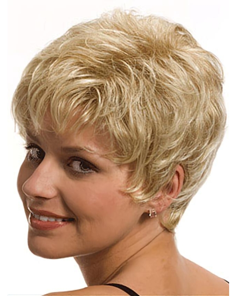 Modern Wavy Boycuts Blonde Short Wigs