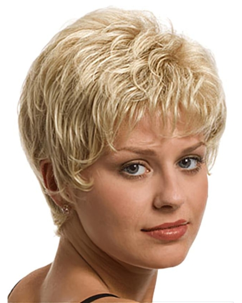 Modern Wavy Boycuts Blonde Short Wigs