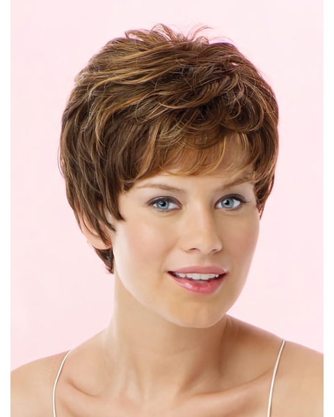 Brown Nice Lace Front Wavy Short Wigs