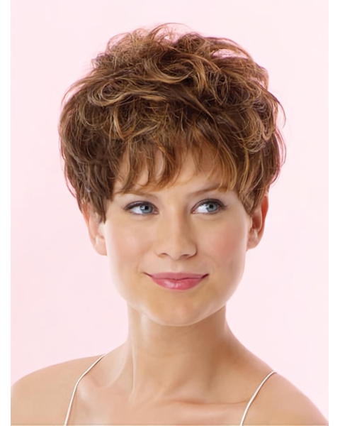 Brown Nice Lace Front Wavy Short Wigs