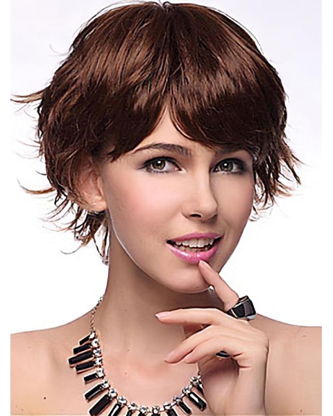 Online Auburn Layered Wavy Short Wigs