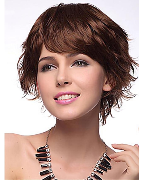 Online Auburn Layered Wavy Short Wigs