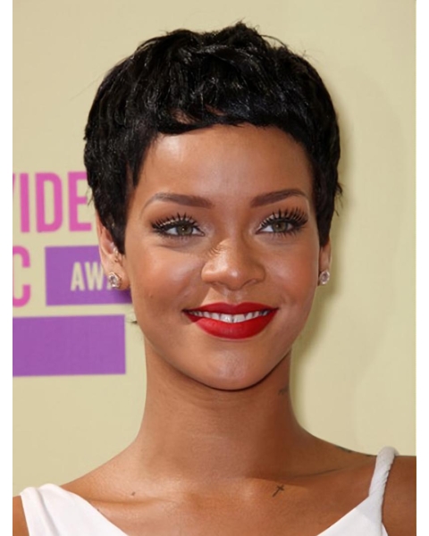 Black 6" Wavy Boycuts Cropped Rihanna Wigs