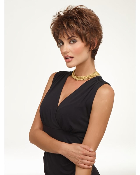 Modern Brown Wavy Cropped Wigs For Cancer