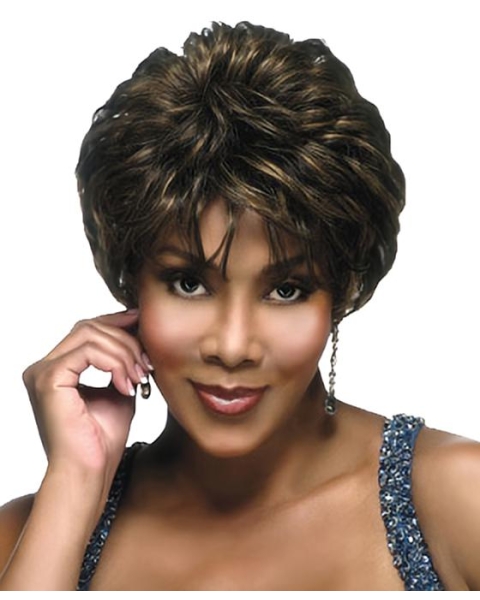 Easeful Brown Wavy Cropped African American Wigs