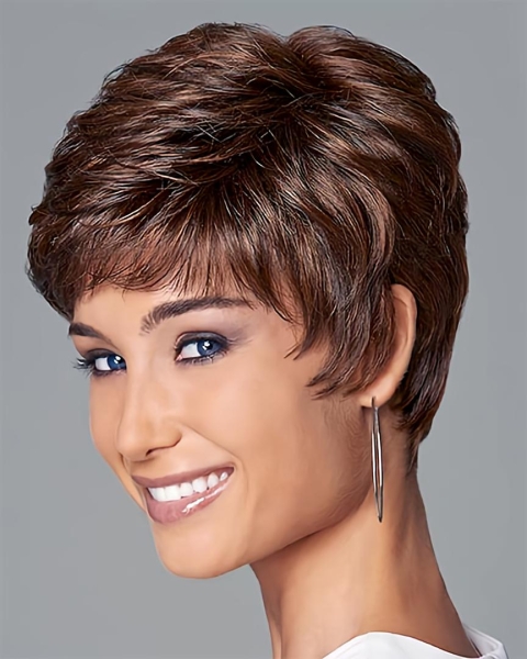 Easy Auburn Boycuts Wavy Short Wigs