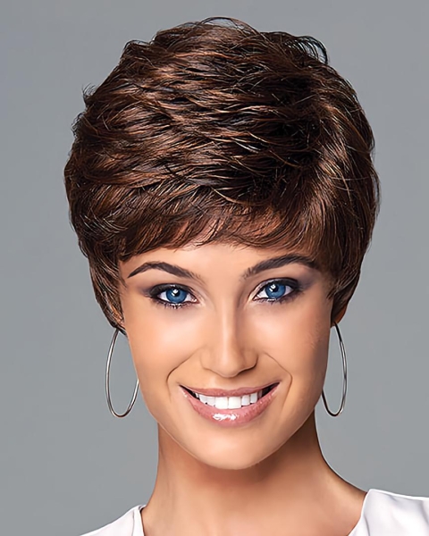 Easy Auburn Boycuts Wavy Short Wigs