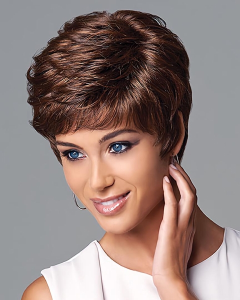 Easy Auburn Boycuts Wavy Short Wigs