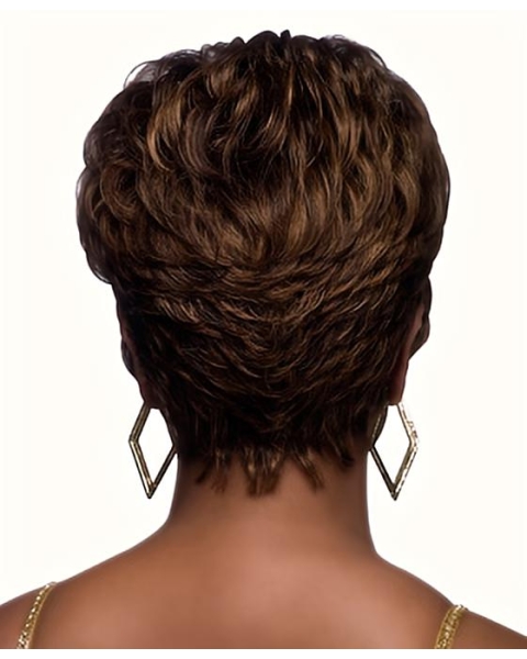 Cosy Brown Wavy Cropped African American Wigs