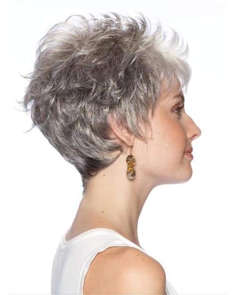 Fashion Wavy Cropped Synthetic Grey Wigs For Cancer