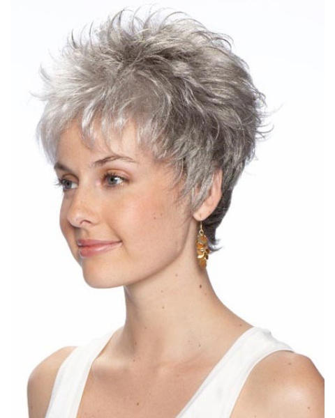 Fashion Wavy Cropped Synthetic Grey Wigs For Cancer