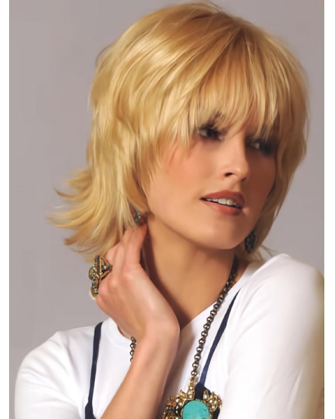 Wavy Blonde Short Human Hair Wigs