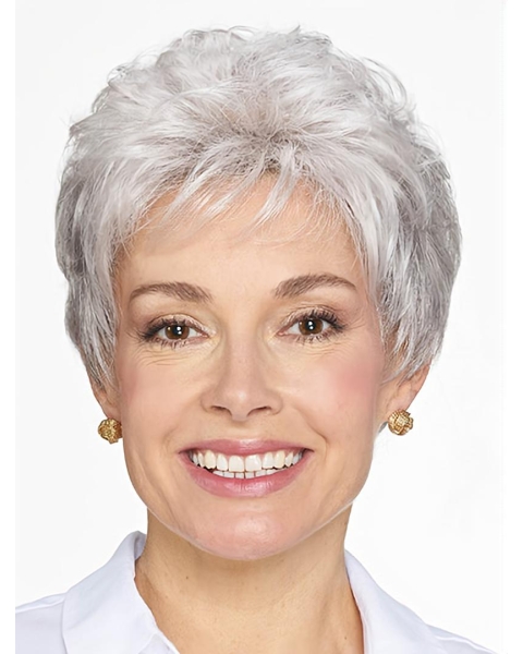 Short Grey Wavy 8" Women Classic Wig