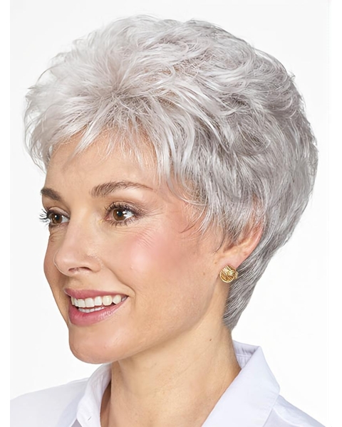 Short Grey Wavy 8" Women Classic Wig