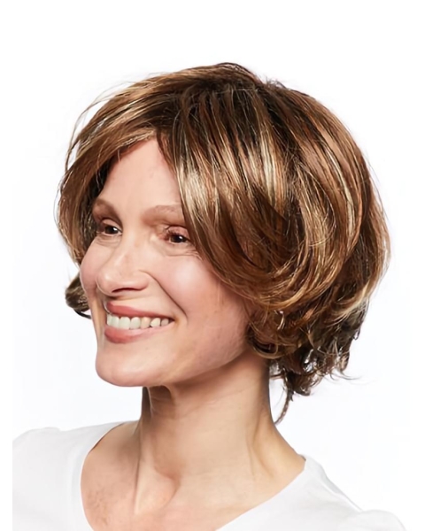 Auburn Synthetic Layered Wavy Chin Length Lace Front Wig