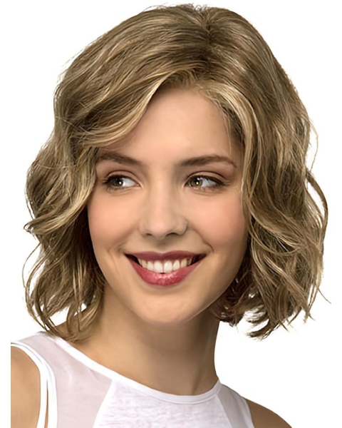 10" Wavy Blonde Bobs Medium Wigs