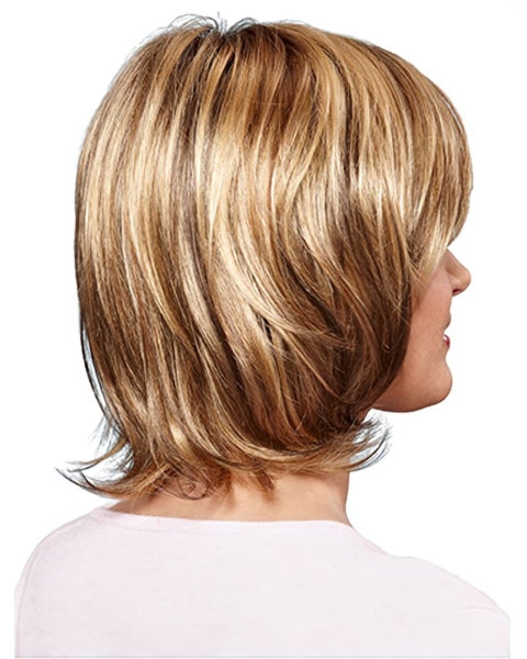 Synthetic 12" Wavy Chin Length Blonde Bob Cut Wigs