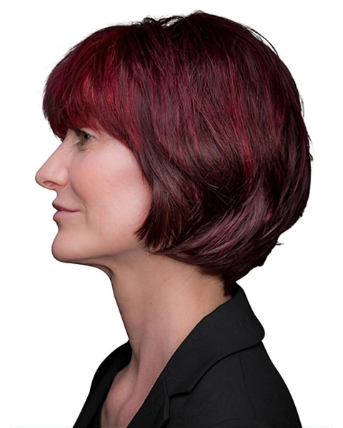 Remy Human Hair 10" Wavy Chin Length Red Wigs Bob