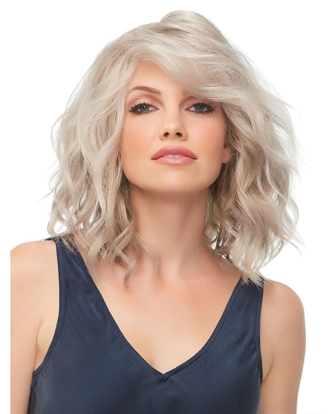 100% Hand-Tied Wavy 10" Blonde Synthetic Chin Length Bob Wigs