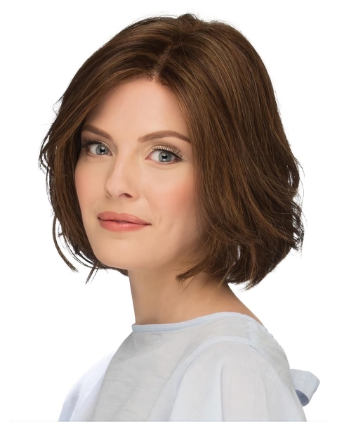 10" Chin Length Natural Brown Wavy Bob Wigs