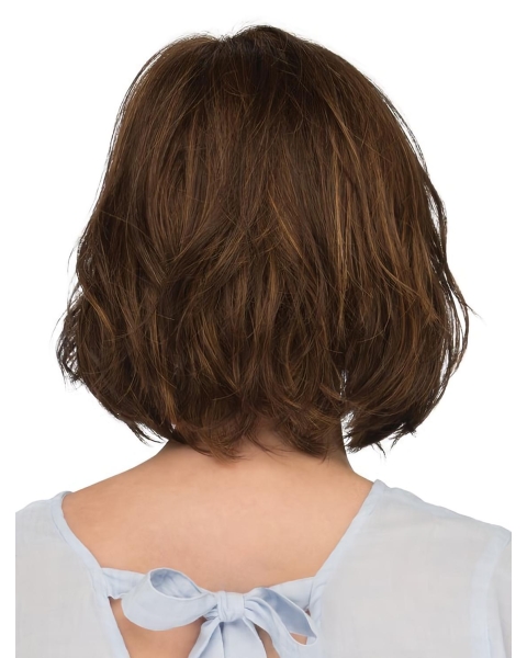 10" Chin Length Natural Brown Wavy Bob Wigs