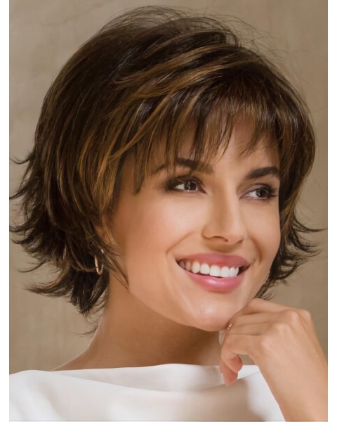 Synthetic Bobs Brown Wavy 9" Medium Wig