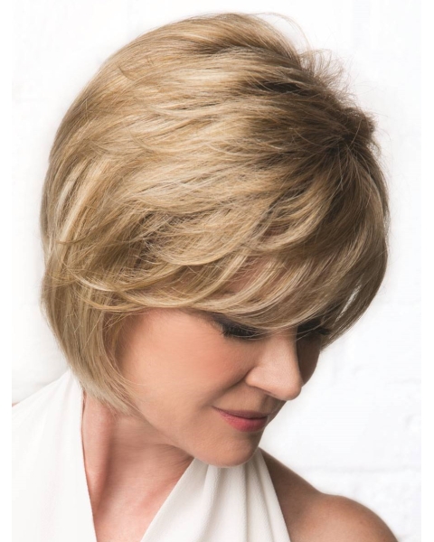 Wavy Bobs Blonde 10" Monofilament Cancer Wigs For Women