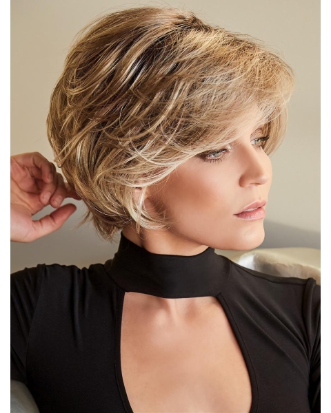 Brown Monofilament 8" Layered Stylish Synthetic Wigs