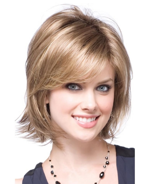 Modern Blonde Chin Length Synthetic Wigs