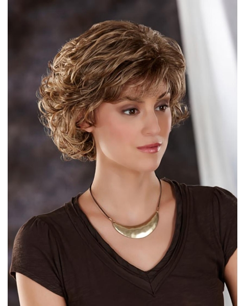 Amazing Brown Wavy Chin Length Classic Wigs