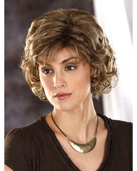 Amazing Brown Wavy Chin Length Classic Wigs