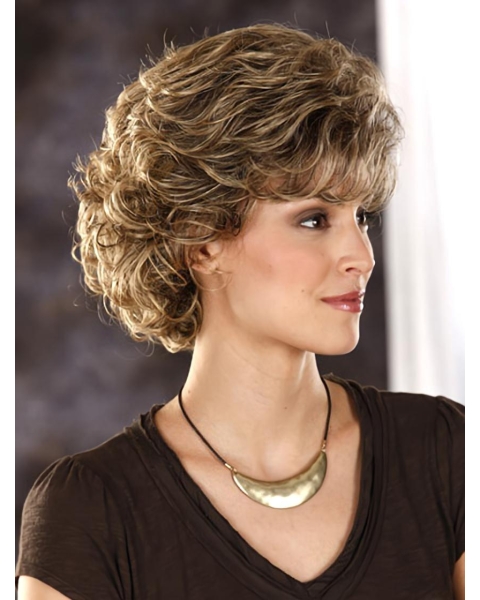 Amazing Brown Wavy Chin Length Classic Wigs