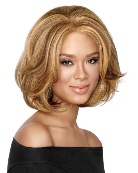 Bobs Fashionable Blonde Wavy Medium Wigs