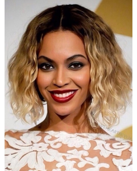 Beyonce Knowles Classic 100% Human Hair Short Wavy Lace Wig about 12 Inches