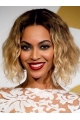 Beyonce Knowles Classic 100% Human Hair Short Wavy Lace Wig about 12 Inches