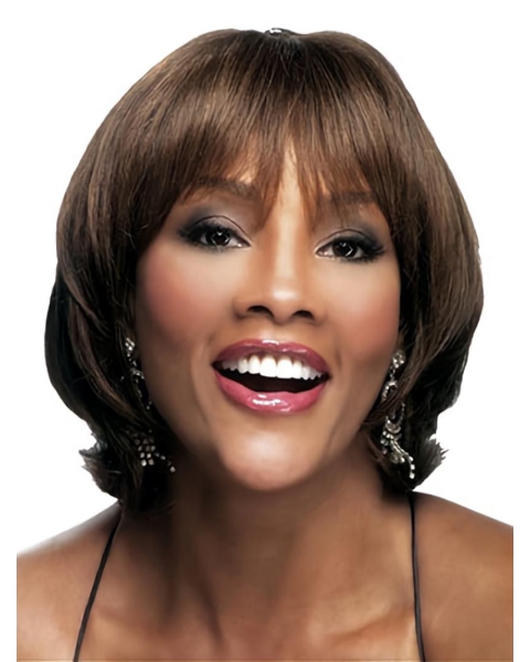 Durable Brown Wavy Chin Length African American Wigs