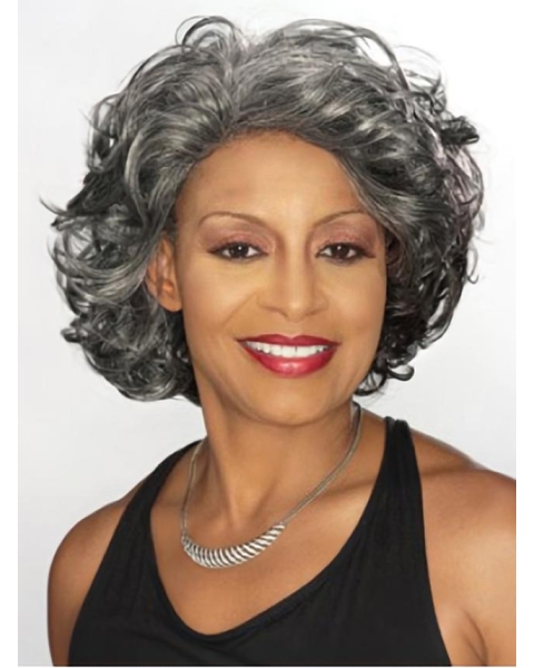 Dip Grey Lady Chin Length Capless Human Wigs