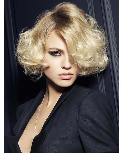 Blonde Wavy Synthetic Tempting Short Wigs