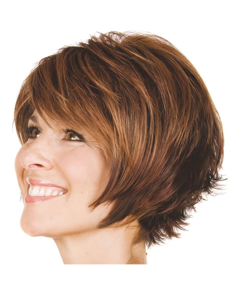 Brown Discount Bobs Wavy Short Wigs