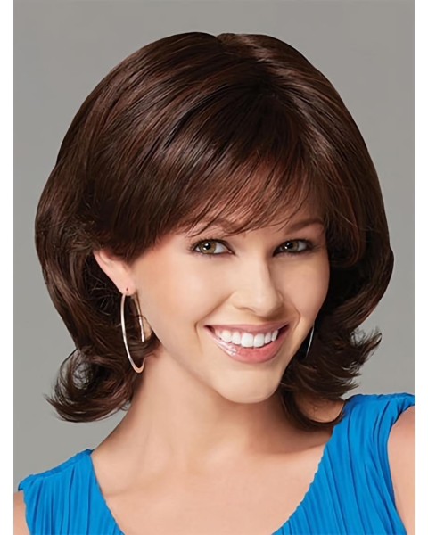 Designed Auburn Wavy Chin Length Synthetic Wigs