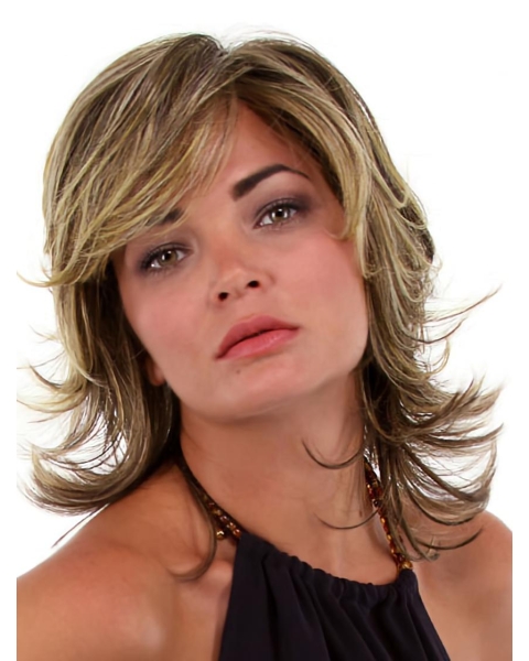 Lace Front Wavy Synthetic Pleasing Medium Wigs