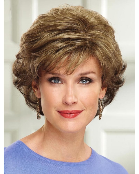 Amazing Chin Length Wavy Blonde Layered High Quality Wigs