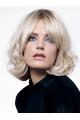 Young Fashion Platinum Blonde Sexy Sensual Chin Length Wavy Lace Front Wigs