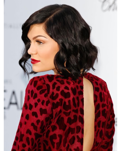 Gorgeous Black Wavy Chin Length Jessie J Wigs