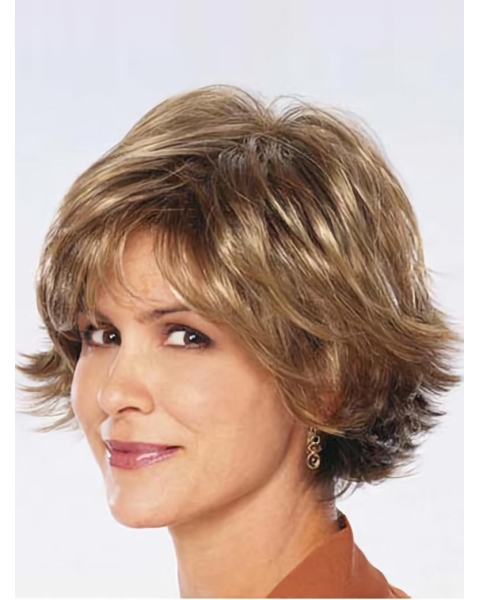 Modern Brown Wavy Chin Length Synthetic Wigs