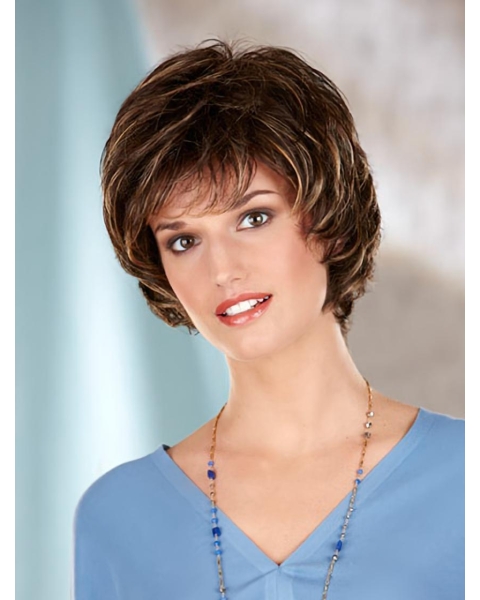 Online Brown Wavy Chin Length Classic Wigs